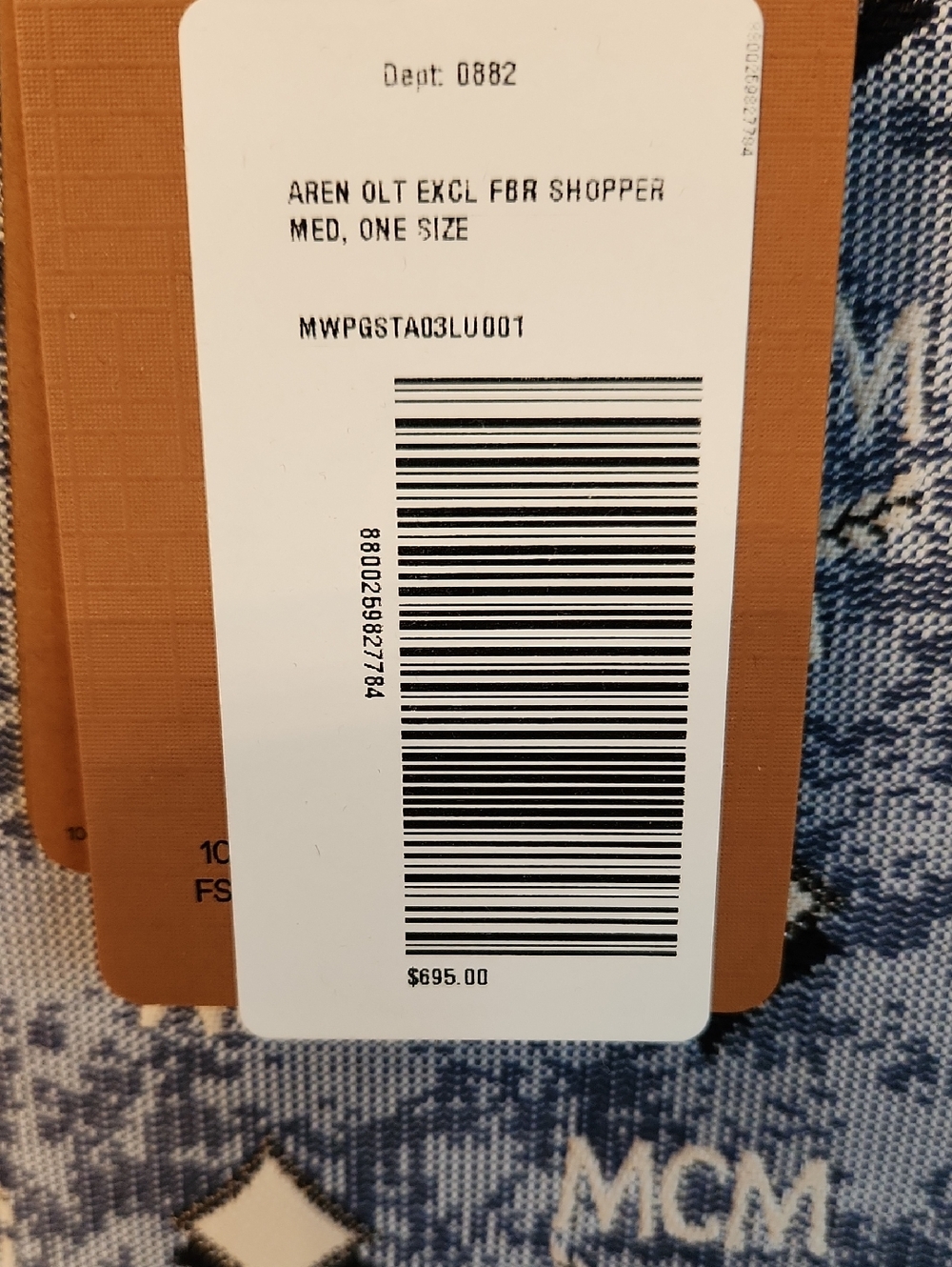 MCM Blue Monogram Visetos Tote with Navy Trim - Picture 4 of 5